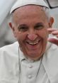 Pope Francesco smiling and waving, exuding warmth and approachability at a public event.