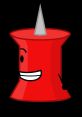 Cheerful red pin character from BFDI, with a playful smile and a sharp metallic tip, representing determination and fun.