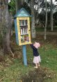 Child exploring a colorful neighbourhood book exchange at Alfreda Street Library, promoting community literacy and sharing.