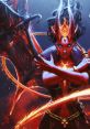 Queen of Pain Arcana from DOTA 2, showcasing her powerful and fierce demonic transformation with fiery accents.