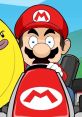 Racist Mario from Flashgitz drives a cart, featuring vibrant colors and exaggerated facial expressions in a humorous style.