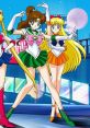 Sailor Moon y sus amigas en un colorido fondo, mostrando sus icónicos trajes de marinera. ¡Un clásico del anime!