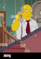 Seymour Skinner on the phone, looking concerned in a vibrant animated setting, showcasing his character's iconic expression.