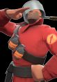 Soldier from TF2, wearing a pot helmet and grenades, saluting confidently in a vibrant red uniform.