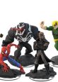 Spider-Man and Marvel characters from Disney Infinity, including Venom, Nick Fury, and Iron Fist, on dynamic action bases.