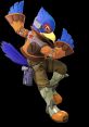 Falco from Super Smash Bros Ultimate in a dynamic pose, showcasing his vibrant colors and unique outfit design.