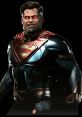 Evil Superman from DC Comics' Injustice 2, showcasing his iconic suit and glowing red eyes in a dark atmosphere.