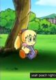 Tiff-Fumu from Kirby: Right Back At Ya, sitting under a tree, looking contemplative in a vibrant green landscape.