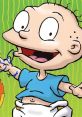 Cheerful Tommy Pickles, the adventurous toddler from "Rugrats," wearing a blue shirt, ready for fun and exploration.