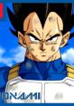 Vegeta with determined expression in blue and white armor, showcasing his iconic look from the Dragon Ball series.