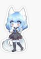 Cute anime character with blue hair and fox ears wearing a black dress, inspired by Wolfychu's style and personality.