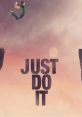 A person leaping between cliffs with the motivational phrase "Just Do It" emphasizing courage and action in pursuit of goals.