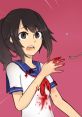 Yandere-chan from Yandere Simulator shows a shocked expression with blood-stained hands, emphasizing her dark character.