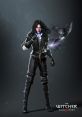 Yennefer from The Witcher 3, showcasing her magical prowess with a raven and lightning, embodying power and mystique.