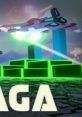 Futuristic spaceship in Spartaga video game, featuring neon graphics and dynamic gameplay elements in a digital landscape.