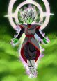 Fused Zamasu from Dragon Ball, showcasing his powerful form surrounded by ethereal energy and a mystical aura.