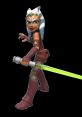 Ahsoka Tano from Disney Infinity, wielding a green lightsaber, showcases her unique Jedi warrior style and confidence.