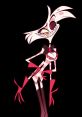 Angel Dust from Hazbin Hotel showcases his playful, cheeky personality with a sly grin and distinctive striped appearance.