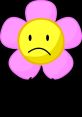 Flower character from Battle for Dream Island, featuring a sad yellow face and vibrant pink petals, capturing cartoon charm.