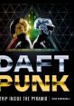 Daft Punk logo and iconic helmets against a colorful backdrop, celebrating the electronic duo's unique style and legacy.