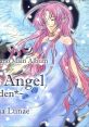 Serene character design from "Blue Angel ~*Eden*~," featuring an angelic figure with flowing pink hair and ethereal wings.