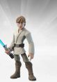 Luke Skywalker from Disney Infinity, wielding a blue lightsaber, showcases classic Star Wars character design and heroism.