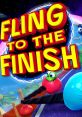 Colorful game title "Fling to the Finish," featuring vibrant characters and dynamic racing elements in a whimsical setting.