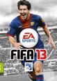 FIFA 13 cover featuring an excited footballer in a Barcelona kit, highlighting EA Sports branding and FIFA's official logo.