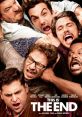 A chaotic scene from "This Is The End" featuring Seth Rogen, James Franco, and Jonah Hill in comedic distress.