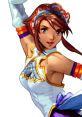 Dynamic portrayal of a character from Soulcalibur II, showcasing her fighting stance and vibrant outfit details.