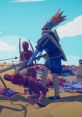 Epic battle scene in Totally Accurate Battle Simulator, featuring a king character in a whimsical combat setting.