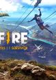 A player in Garena Free Fire uses a zipline over a scenic landscape, embodying the game's survival challenge.