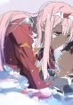 Zero Two and Hiro share a tender moment in water, showcasing their connection from "Darling In The Franxx."