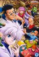 Main characters from Hunter X Hunter, featuring Gon, Killua, and their friends in an action-packed anime scene.