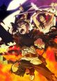 Asta and friends charging into battle in a fiery scene from Black Clover, showcasing intense action and dynamic characters.