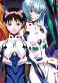 Shinji and Rei in their iconic plugsuits from Neon Genesis Evangelion, showcasing the anime's unique character designs.