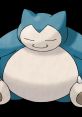 Snorlax, the relaxing and iconic Pokémon, depicted with a content expression against a black background.