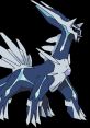 Legendary Pokémon Dialga, known for its time-manipulating abilities, depicted in a dynamic pose against a dark background.