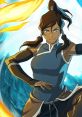 Korra from Avatar: The Legend of Korra, showcasing her elemental bending skills with determination and strength.