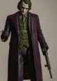 Detailed figure of The Joker (Heath Ledger) in a purple coat, green vest, holding a gun, capturing the character's menacing style.