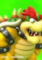 Close-up of Bowser from RylanLego, showcasing his fierce expression and iconic spiked shell against a green background.