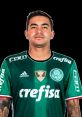 Dudu wearing the Palmeiras green jersey, showcasing his tattoos and confident expression, representing Brazilian football talent.