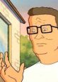 Hank Hill looking concerned while gesturing near a house, capturing his classic thoughtful expression from King of the Hill.