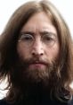 John Lennon with long hair and glasses, conveying a thoughtful expression during a speaking engagement.