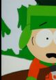 Kyle Broflovski from South Park, wearing his iconic green hat, expresses surprise in a snowy landscape.