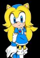 Maria Robotnik character in a blue dress with a heart, featuring blonde hair and a cheerful expression.