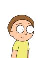 Morty Smith, a worried cartoon character with wide eyes, wearing a yellow shirt, showcasing his anxious personality.