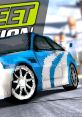 Stylish blue and white racing car in a dynamic street racing scene, evoking the energy of Need For Speed gameplay.