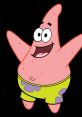 Patrick Star, the cheerful pink starfish from SpongeBob SquarePants, with a big smile and colorful shorts.