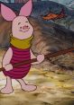 Cheerful Piglet, voiced by John Fiedler, joyfully explores the Hundred Acre Wood with a stick in hand.